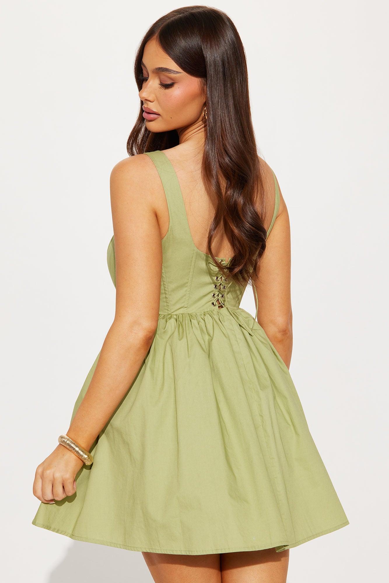 Ariella Corset Micro Mini Dress - Sage Product Image