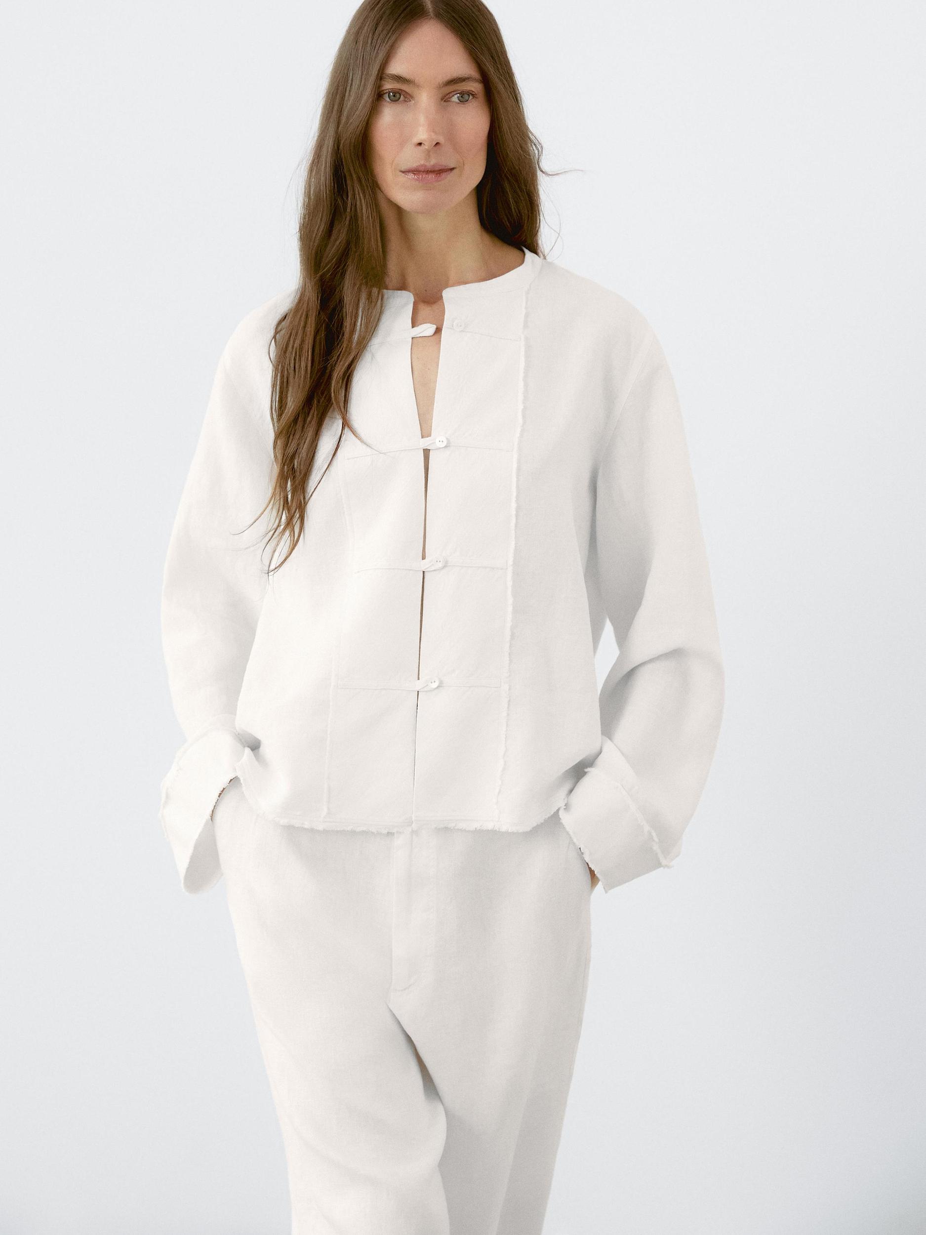 Flowing 100% linen trousers Product Image