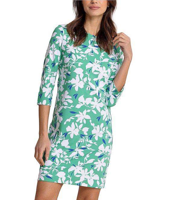 Southern Tide Leira Blossom Bay Crew Neck 3/4 Sleeve Dress Product Image