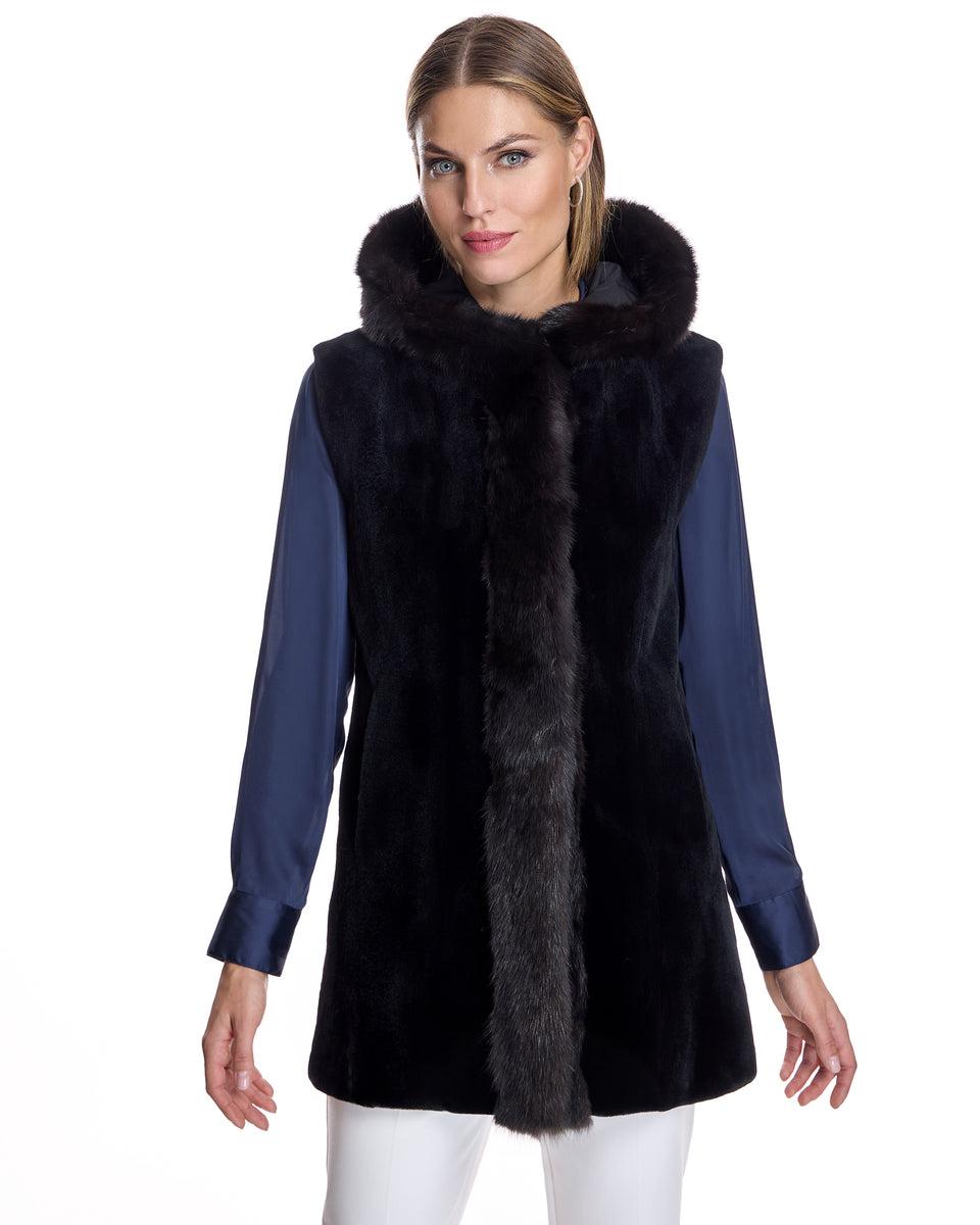 Reversible Sheared Mink & Sable Section Vest Product Image