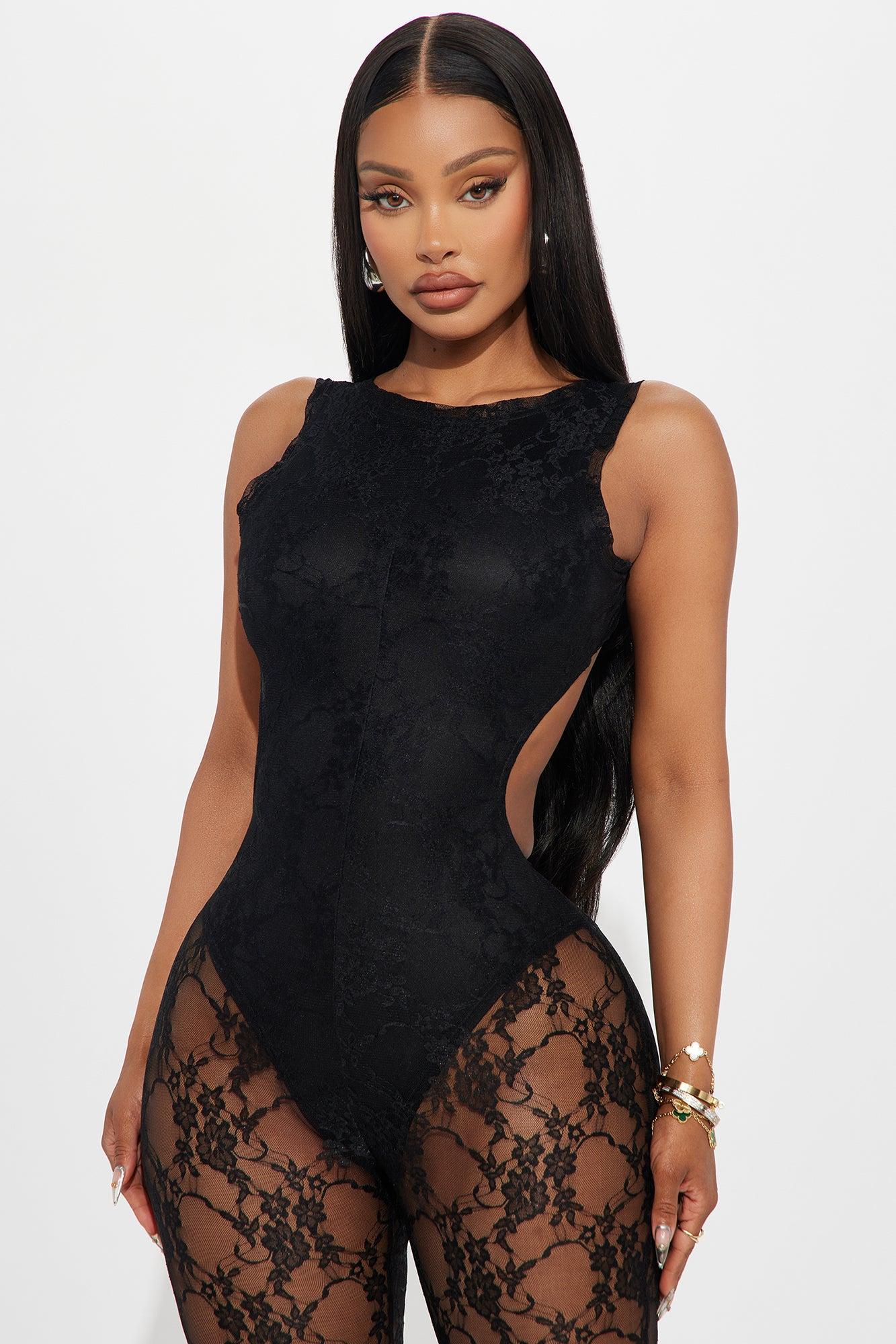 Make It To Forever Lace Jumpsuit  - Black Product Image
