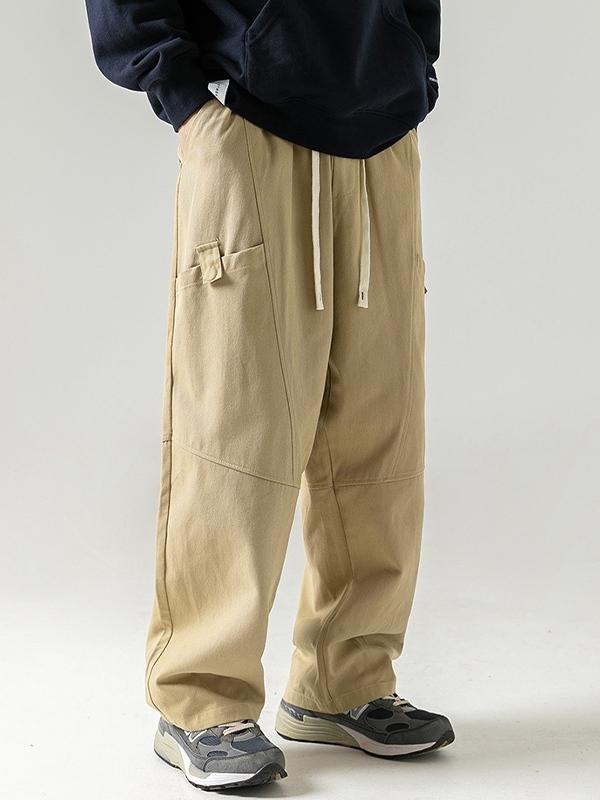 Men's Split Splice Drawstring Multi Pocket Cargo Pants Product Image