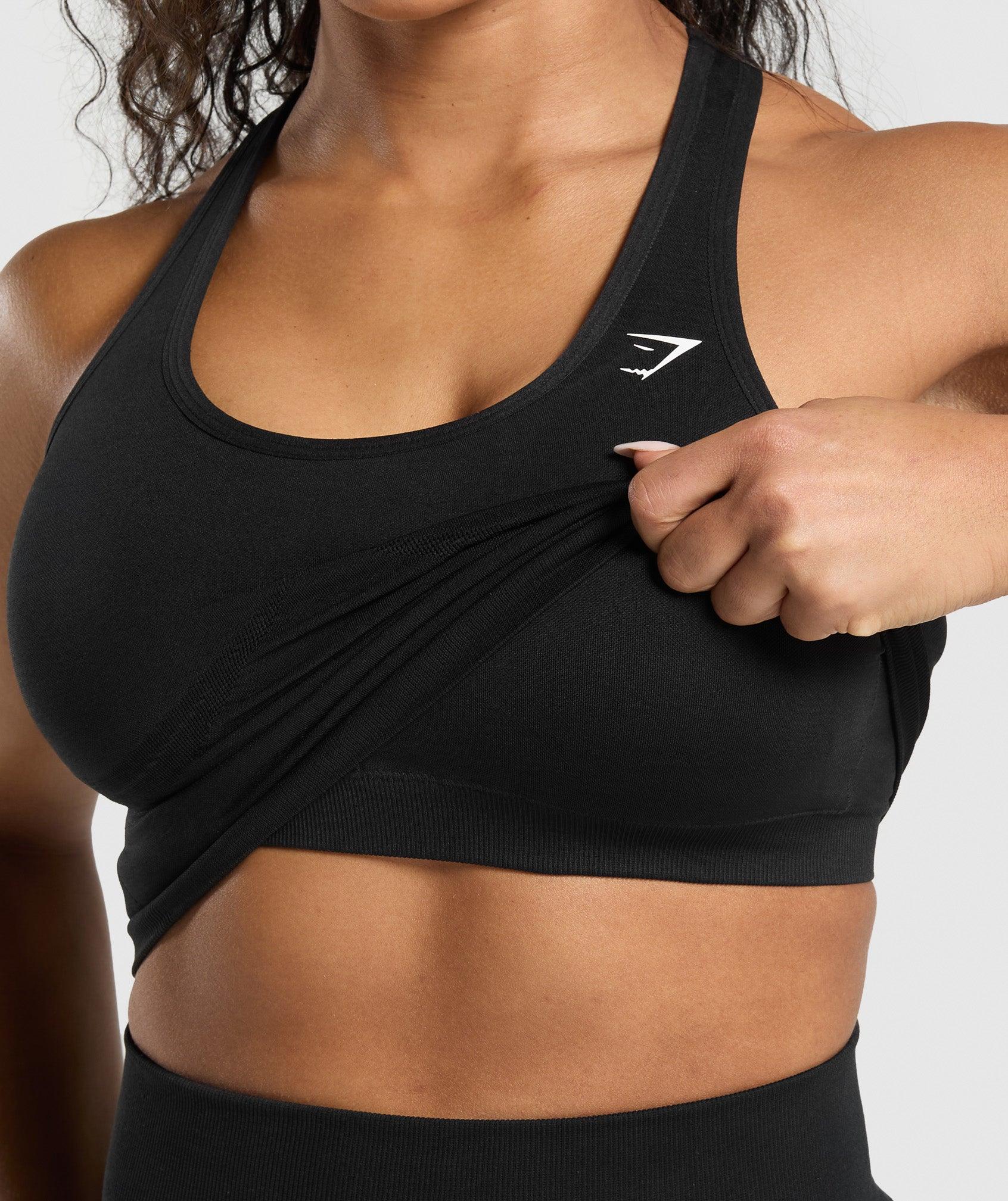 Gymshark Lift Seamless Midi Tank With Shelf - Black/Black Marl Female Product Image