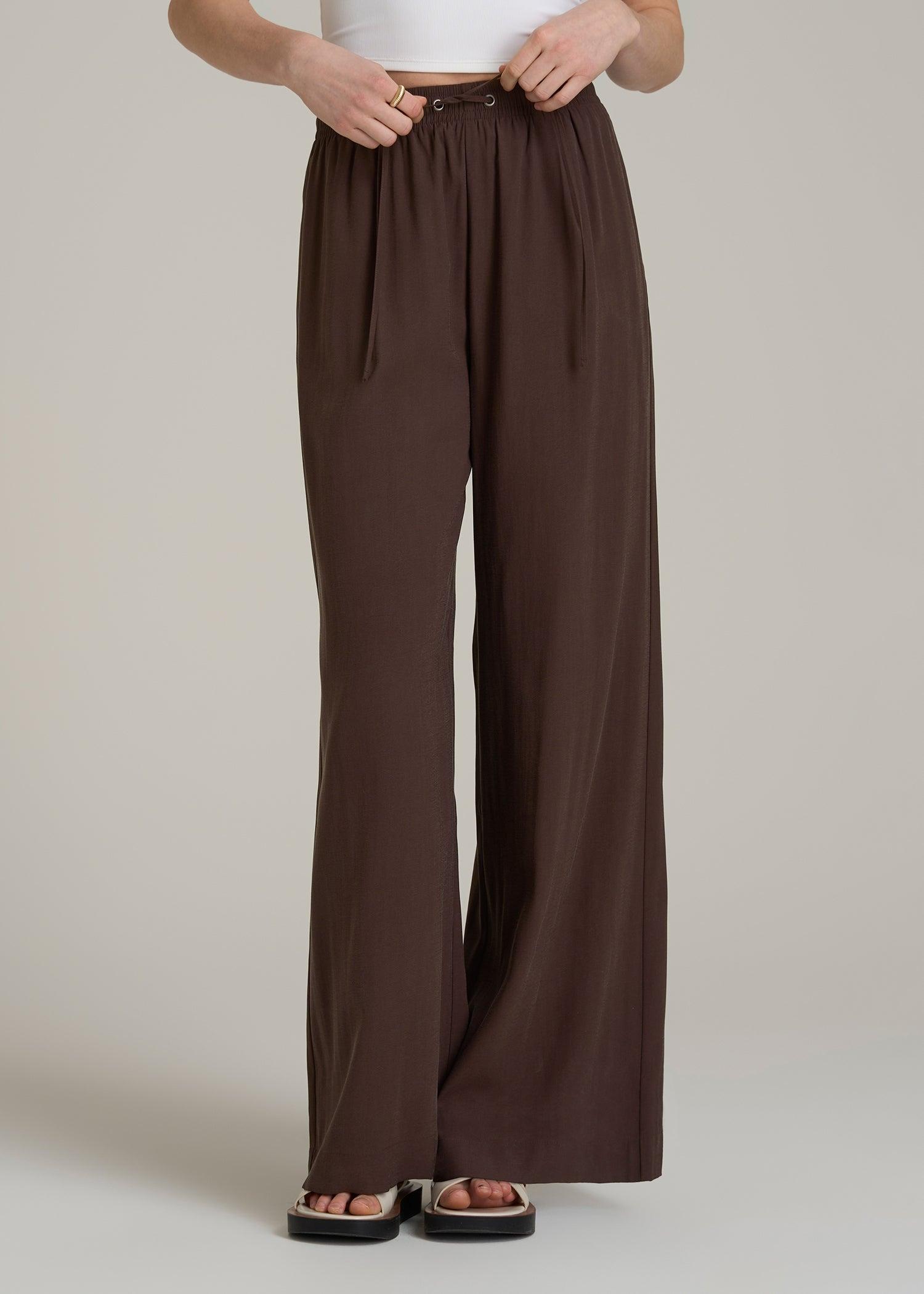 Relaxed Pull-On Pants for Tall Women in Espresso Female Product Image