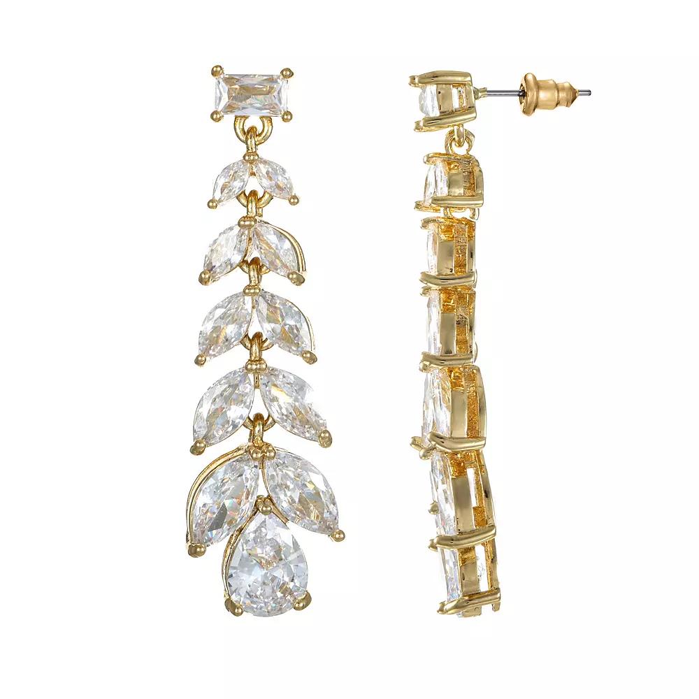 Gold Tone Cubic Zirconia Drop Earrings, Women's Product Image