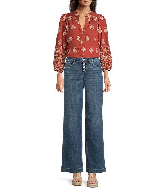 NYDJ Teresa Wide Leg Button Front Jeans Product Image