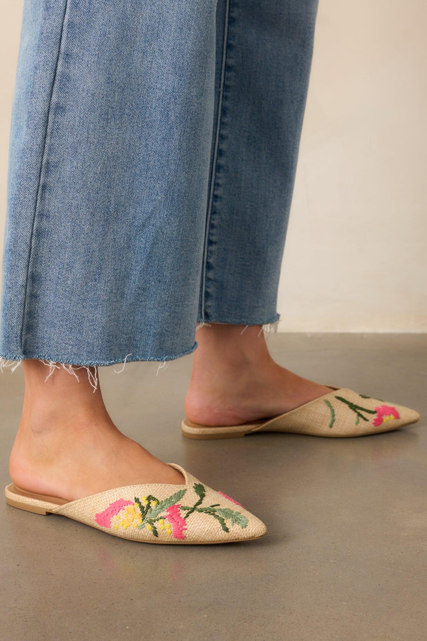 Wildflower Wander Natural Raffia Pointed Toe Flat Product Image