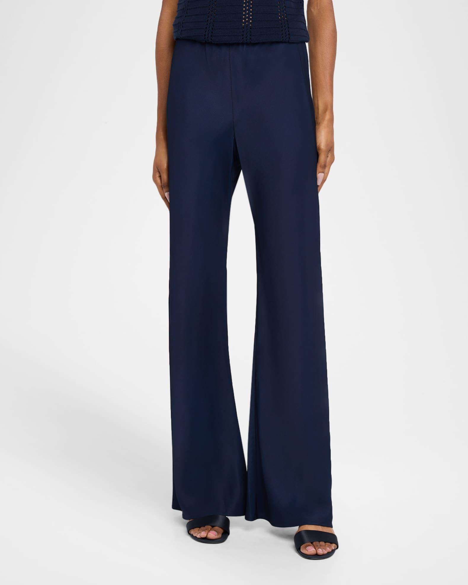 Rio Bias-Cut Satin Flare Pants Product Image