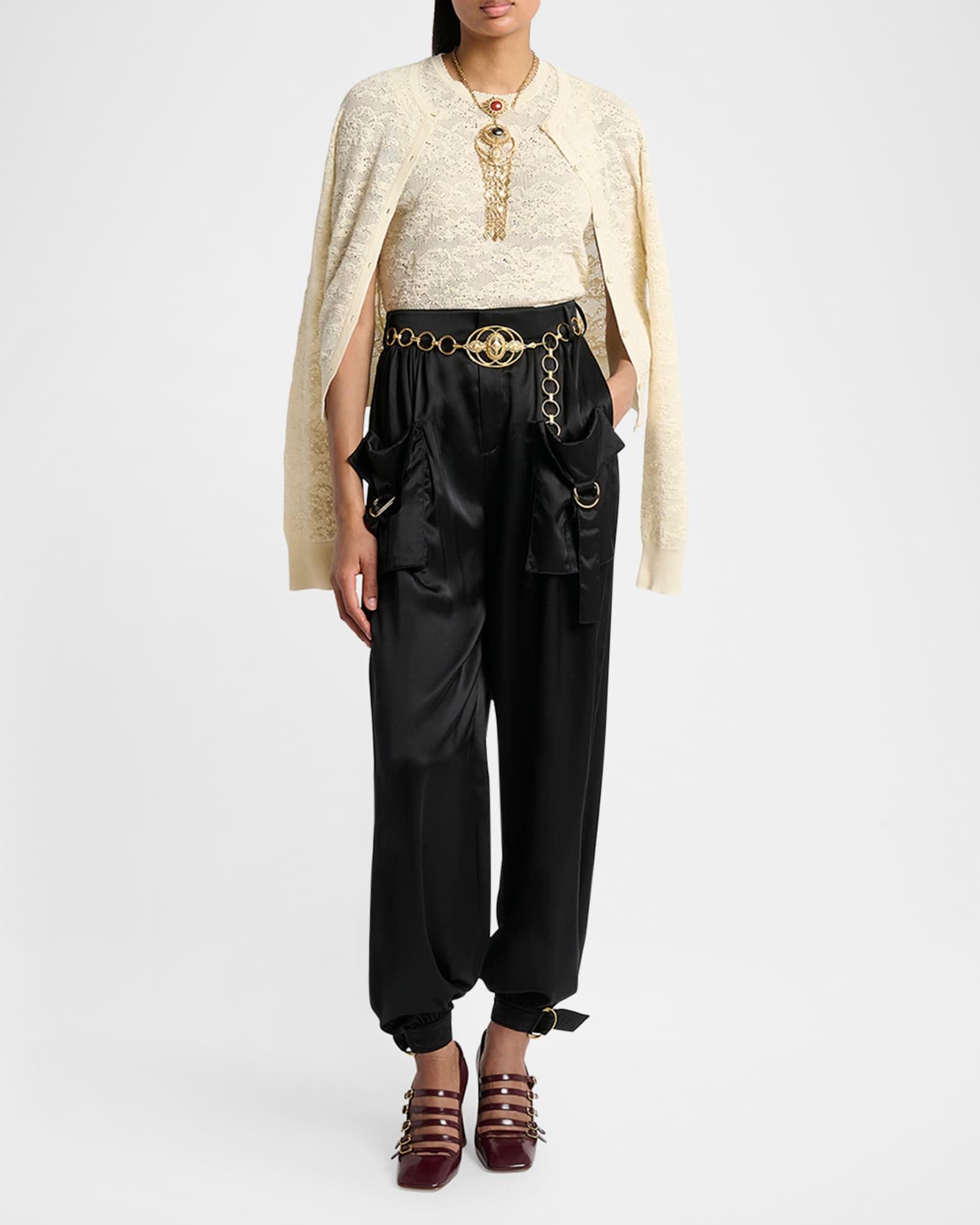 Double Lace Knit Crewneck Cardigan With Tank Product Image