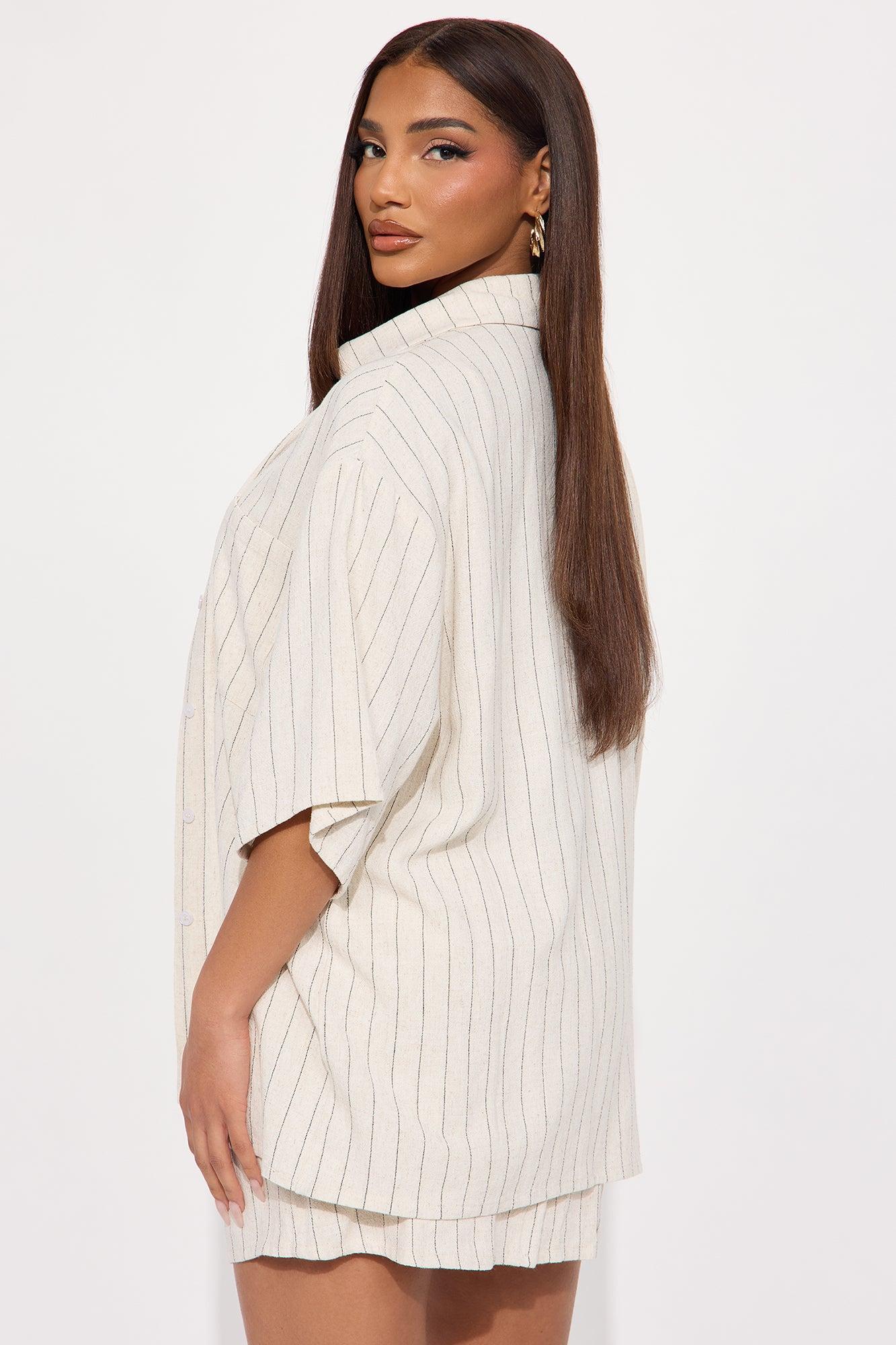 Chill Out Linen Mini Dress Set - Beige Product Image