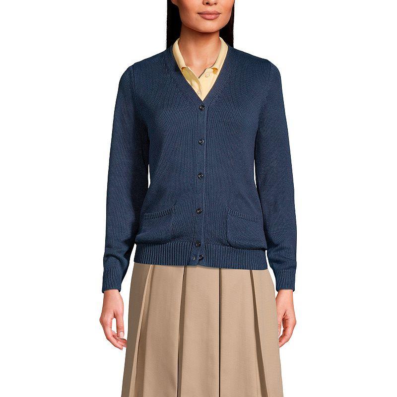 Women's Lands' End School Uniform Button Front V-Neck Cardigan Sweater,  Product Image