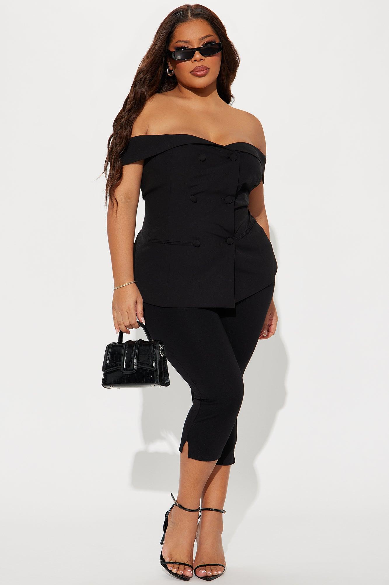 Let's Go For A Chat Off Shoulder Vest Top - Black Product Image