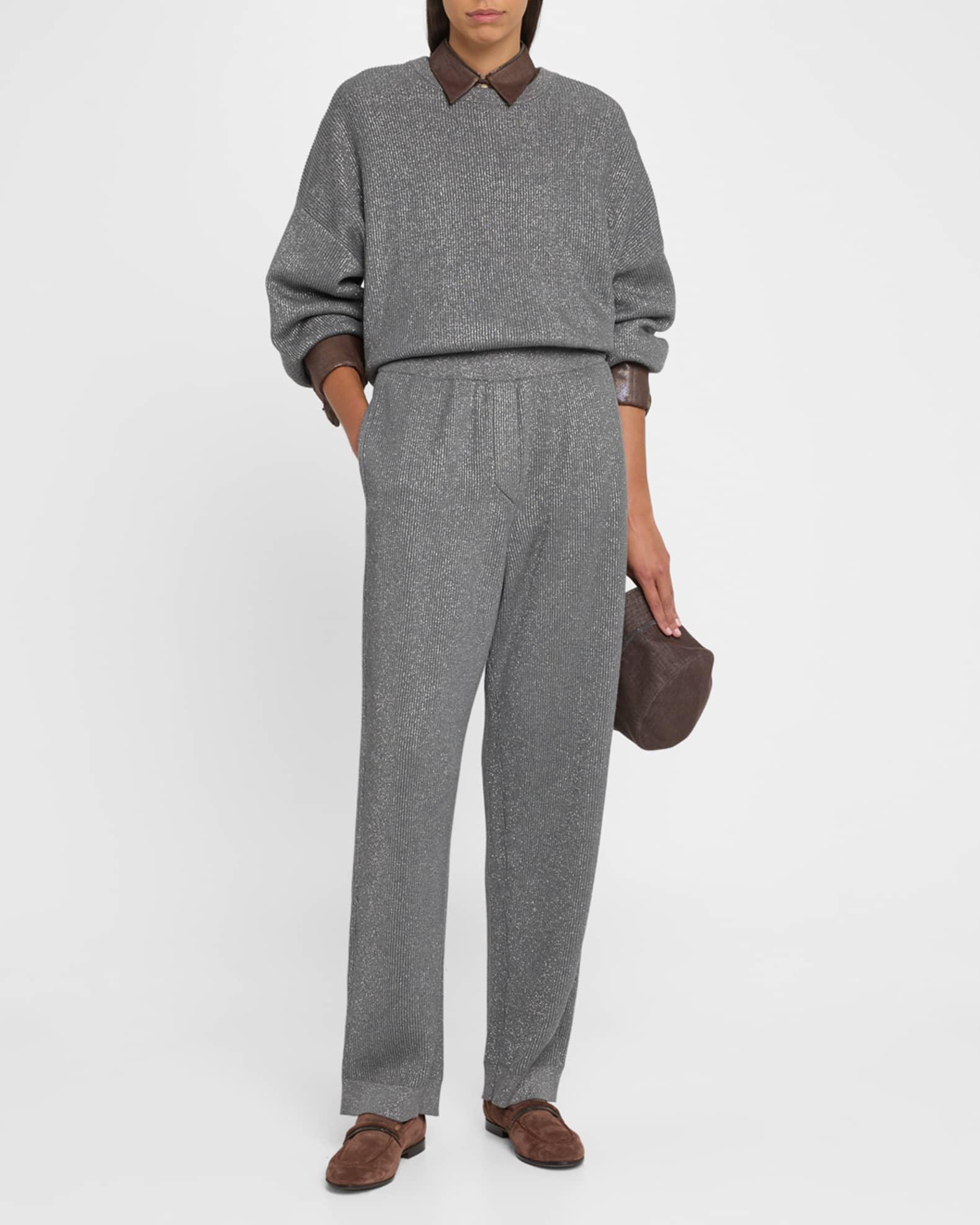 Lurex Cotton Metallic English Rib Knit Sweater Product Image