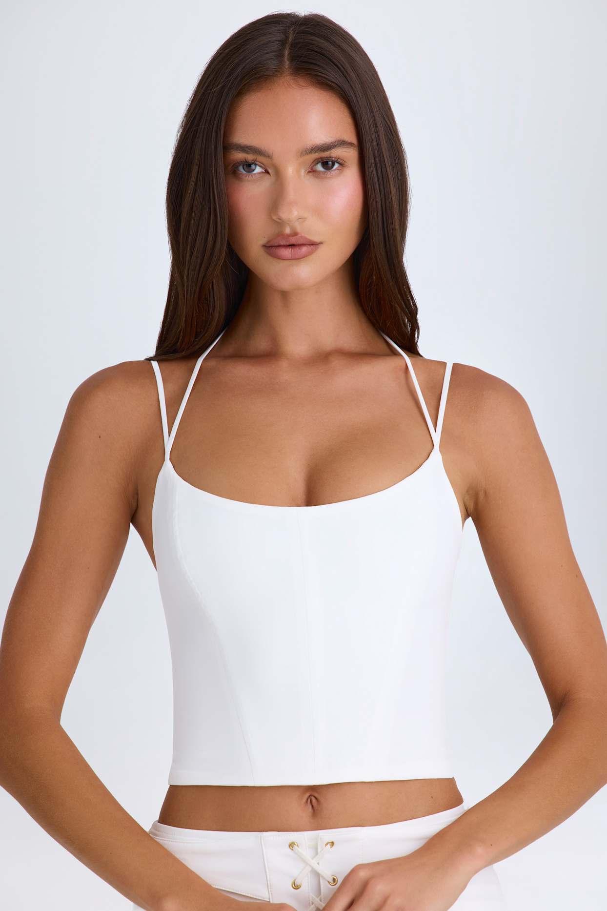 Halterneck Corset Top in White Product Image
