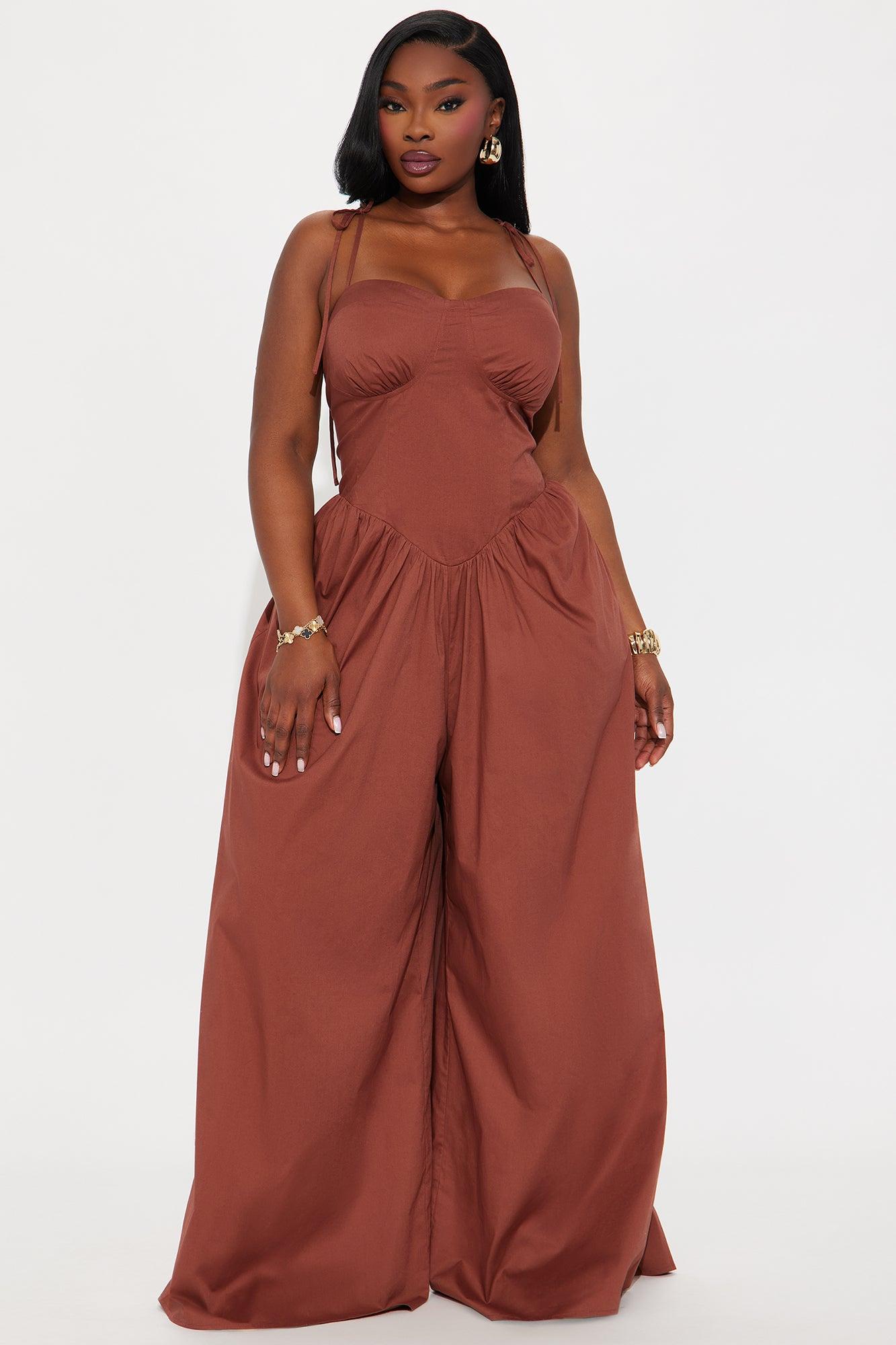 Lighter Than Air Poplin Jumpsuit - Chocolate Product Image