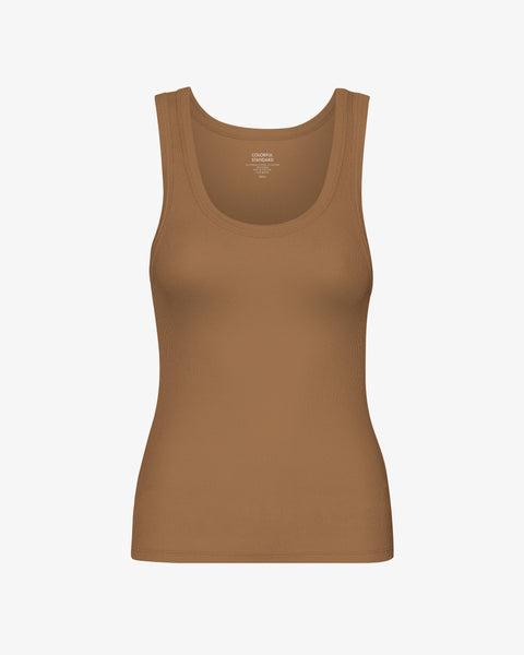 Women Organic Rib Tank Top - Coffee Brown Product Image