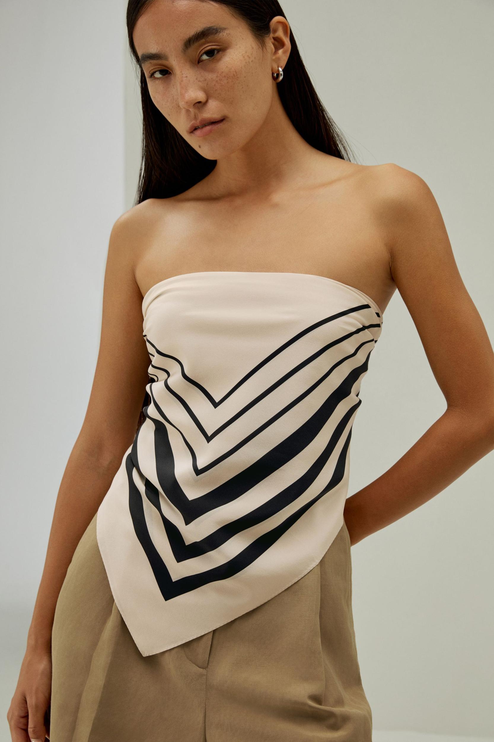 Geometric Print Silk Scarf Product Image