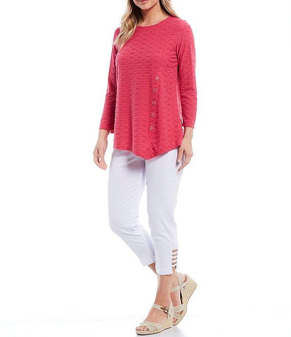 Slimsation® by Multiples Straight Ladder Hem Pull-On Twill Crop Pants Product Image