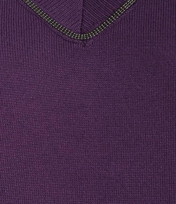 Investments Petite Size Solid Long Sleeve V-Neck Pullover Top Product Image