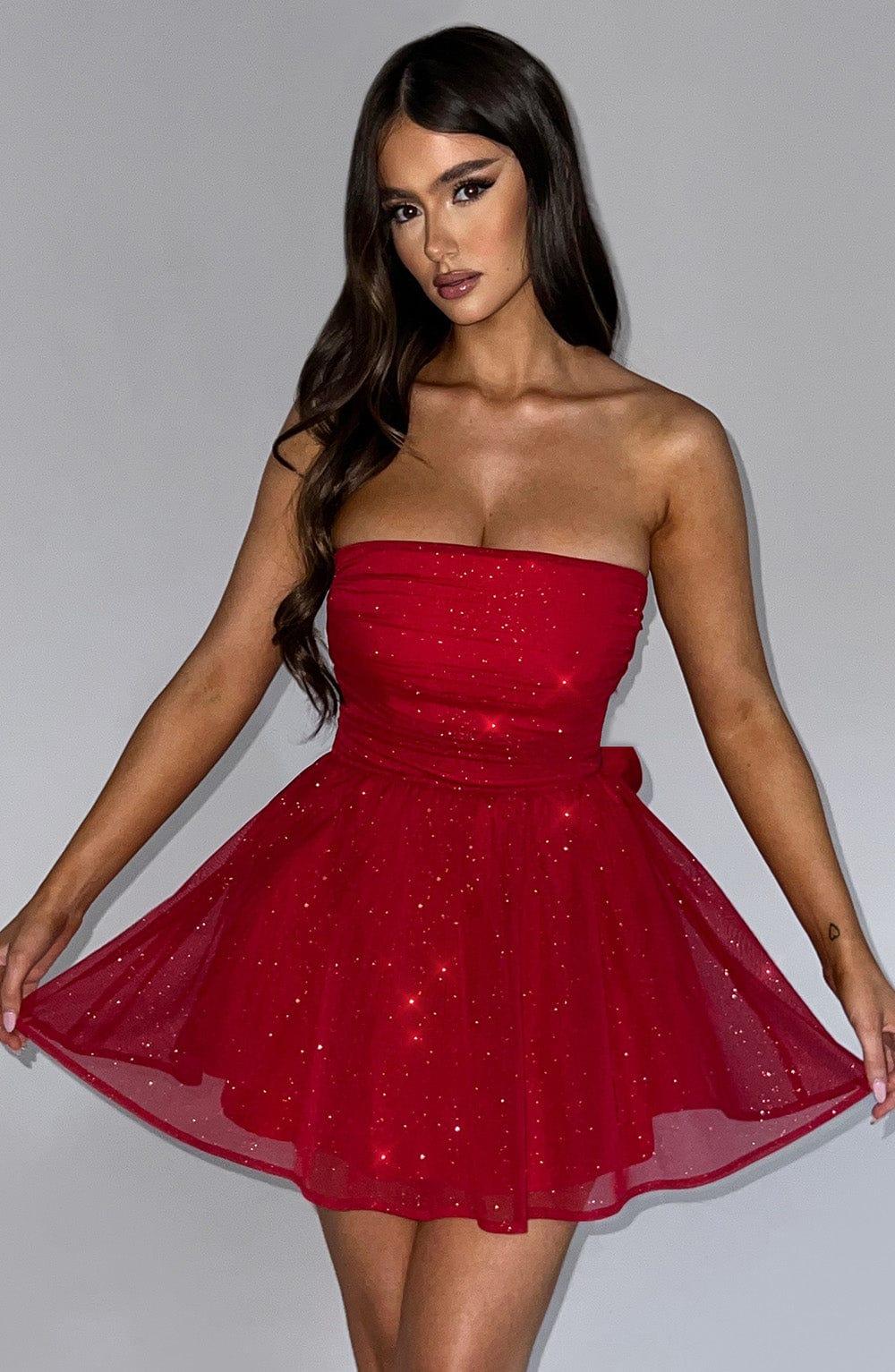 Katrina Mini Dress - Red Sparkle Product Image