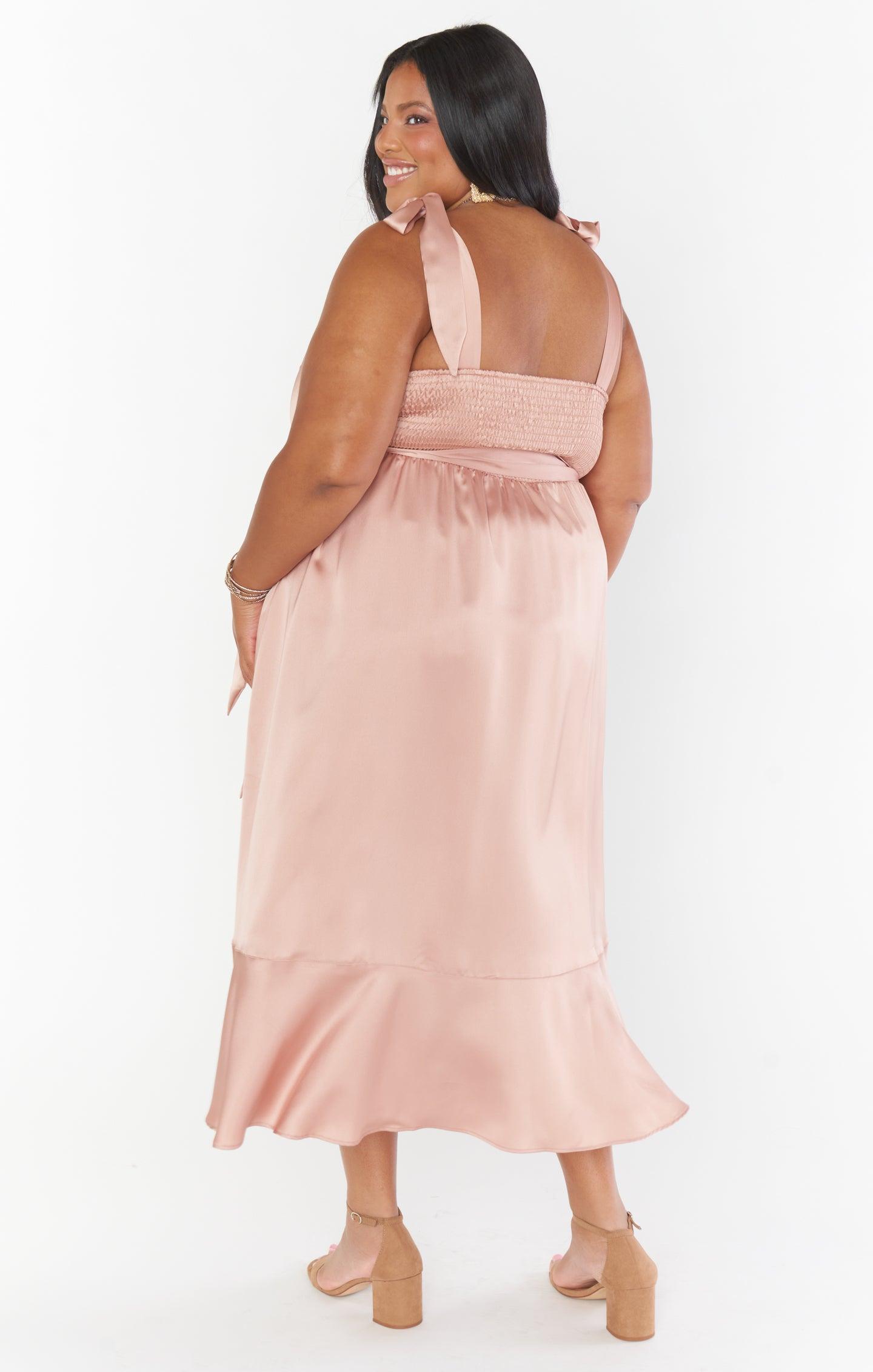 Claire Midi Dress ~ Rose Gold Luxe Satin Product Image