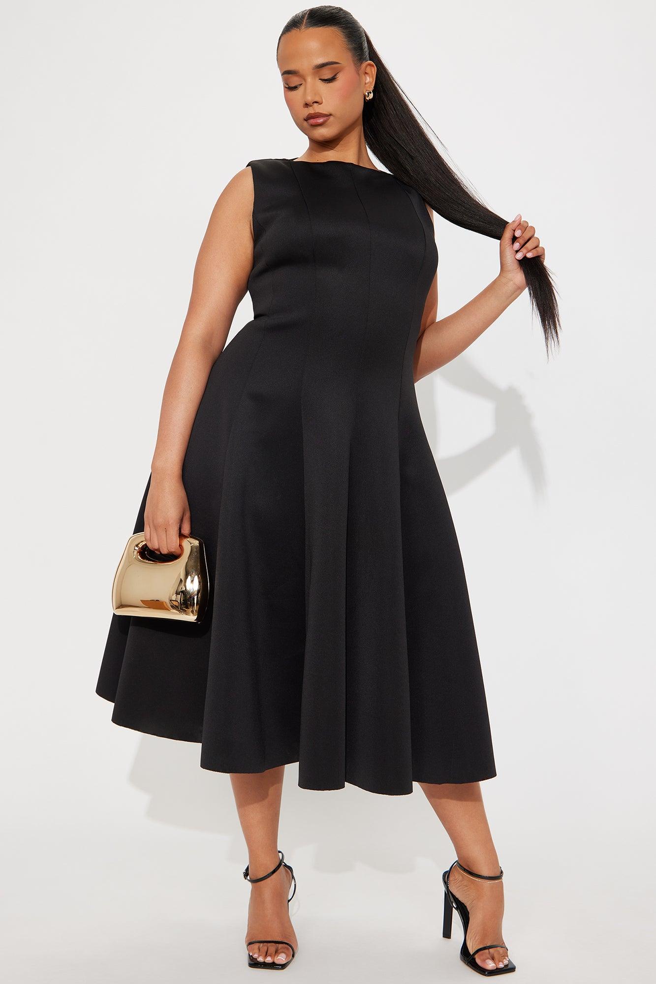 Sweet Sunday Pleated Midi Dress - Black Product Image