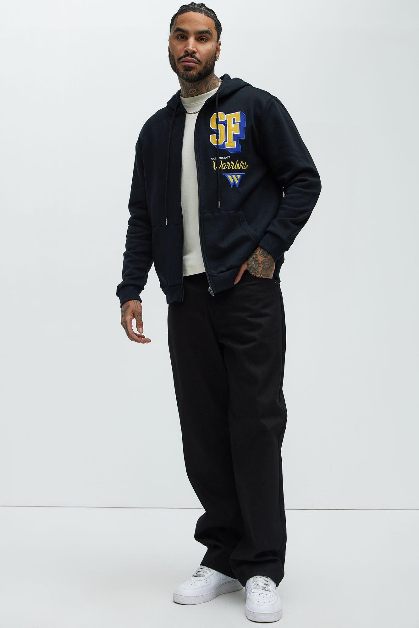 Warriors Bold Zip Up Hoodie - Black Male Product Image