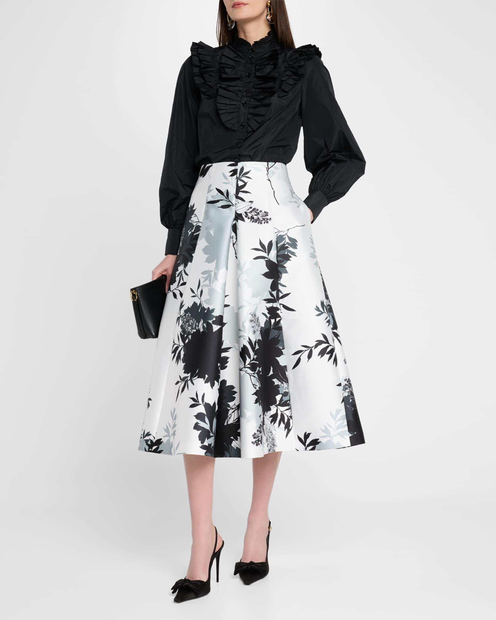 Floral Print Pleated Midi Skirt Product Image