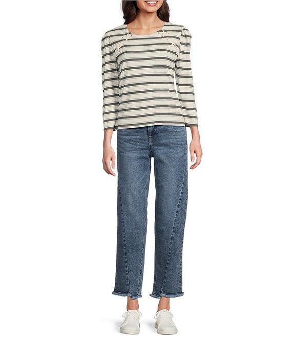 Democracy #double;Ab#double;solution® High Rise Straight Leg Frayed Hem Ankle Jeans Product Image