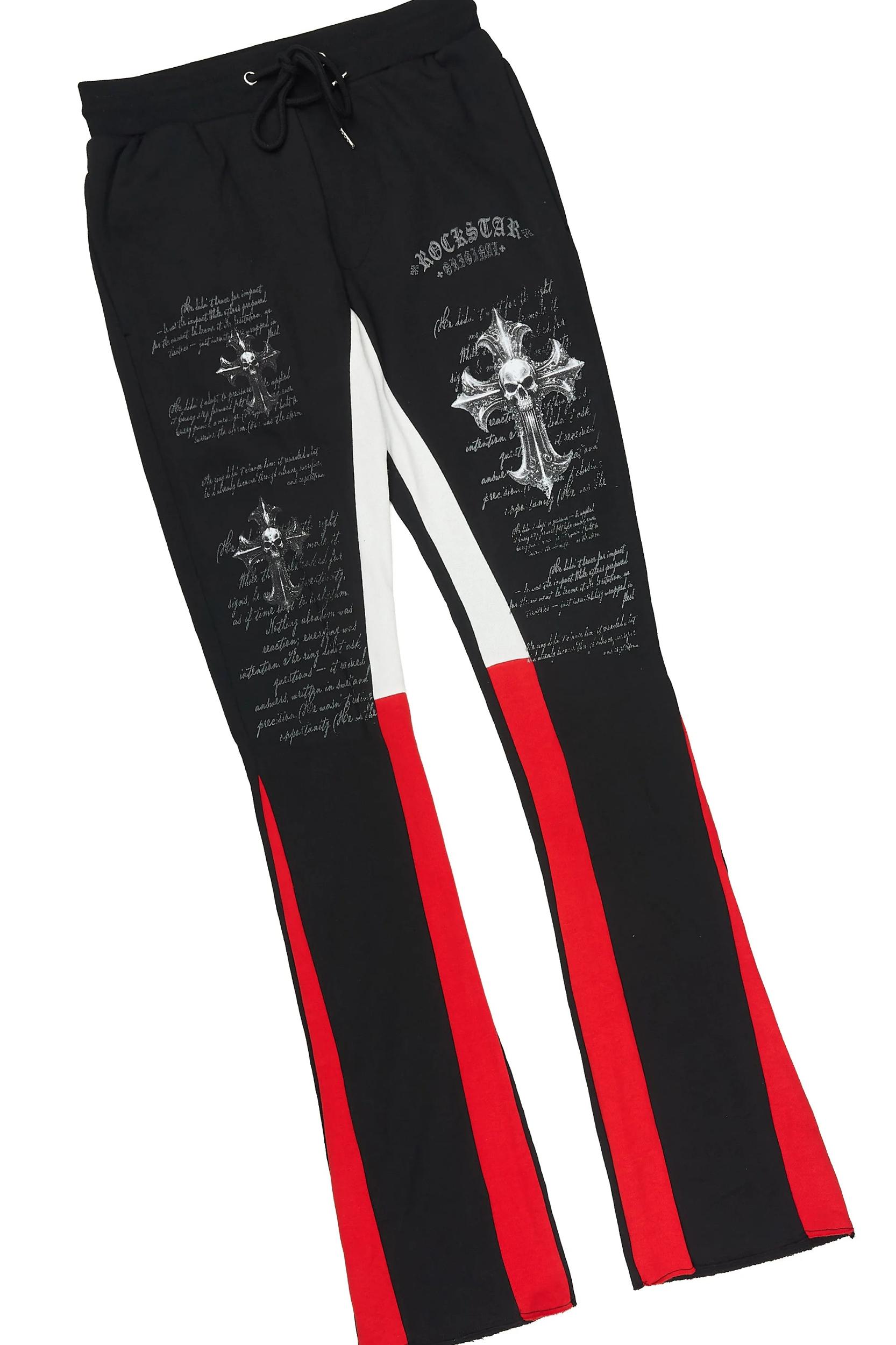 Bowman White/Black T-shirt/Stacked Flare Track Pant Set Male Product Image
