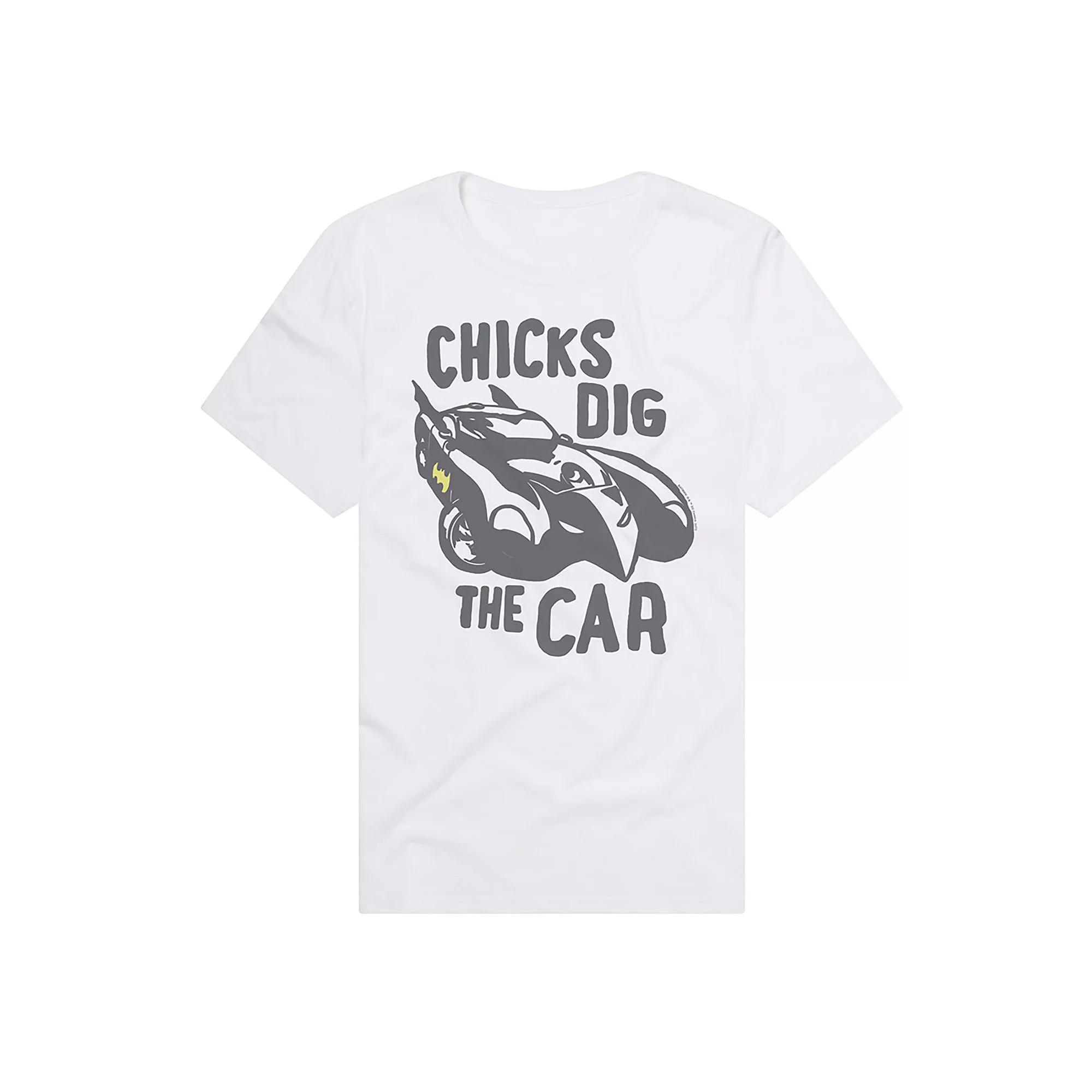 Men's DC Comics Batman "Chicks Dig the Car" Batmobile Graphic Tee, Size: XL, White Product Image
