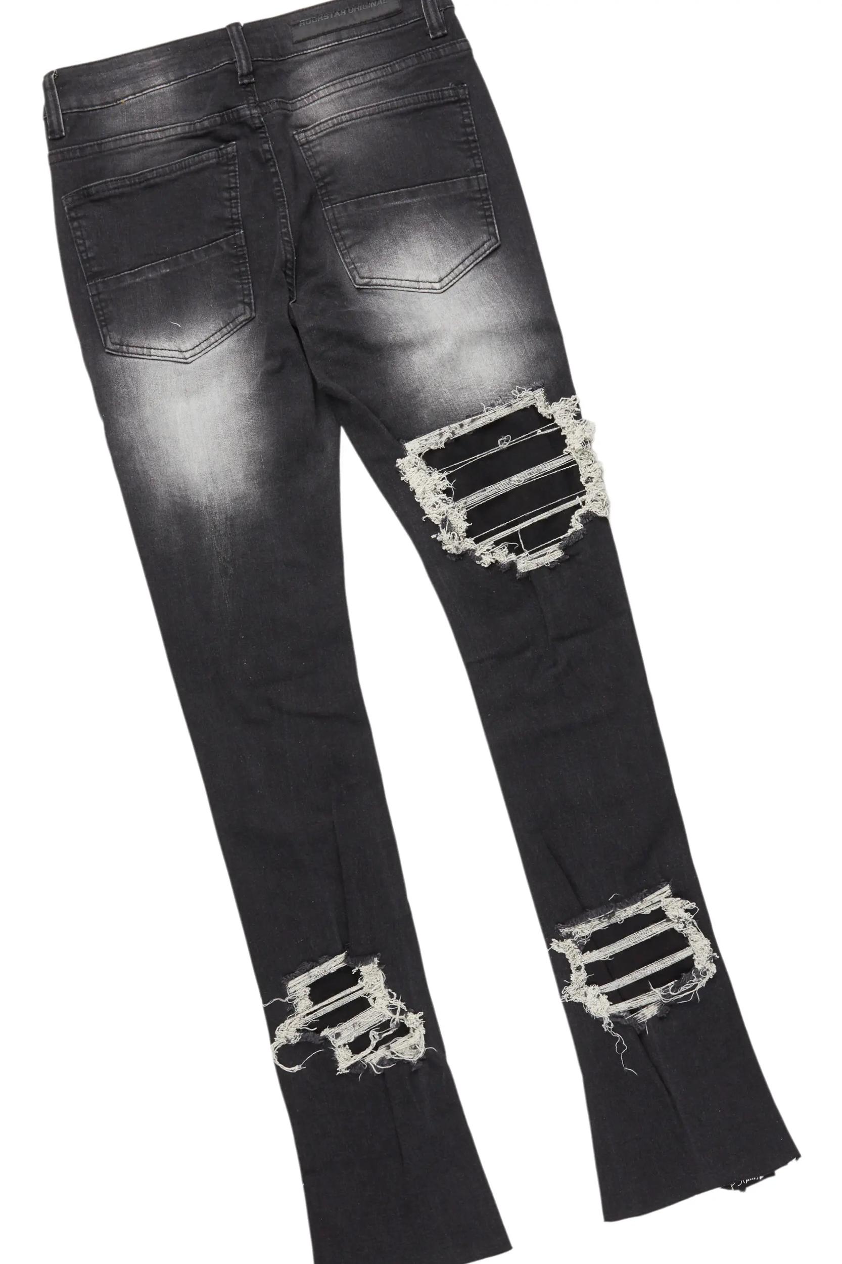 Anneso Black/Dark Grey Hoodie & Fateh Stacked Jean Bundle Male Product Image