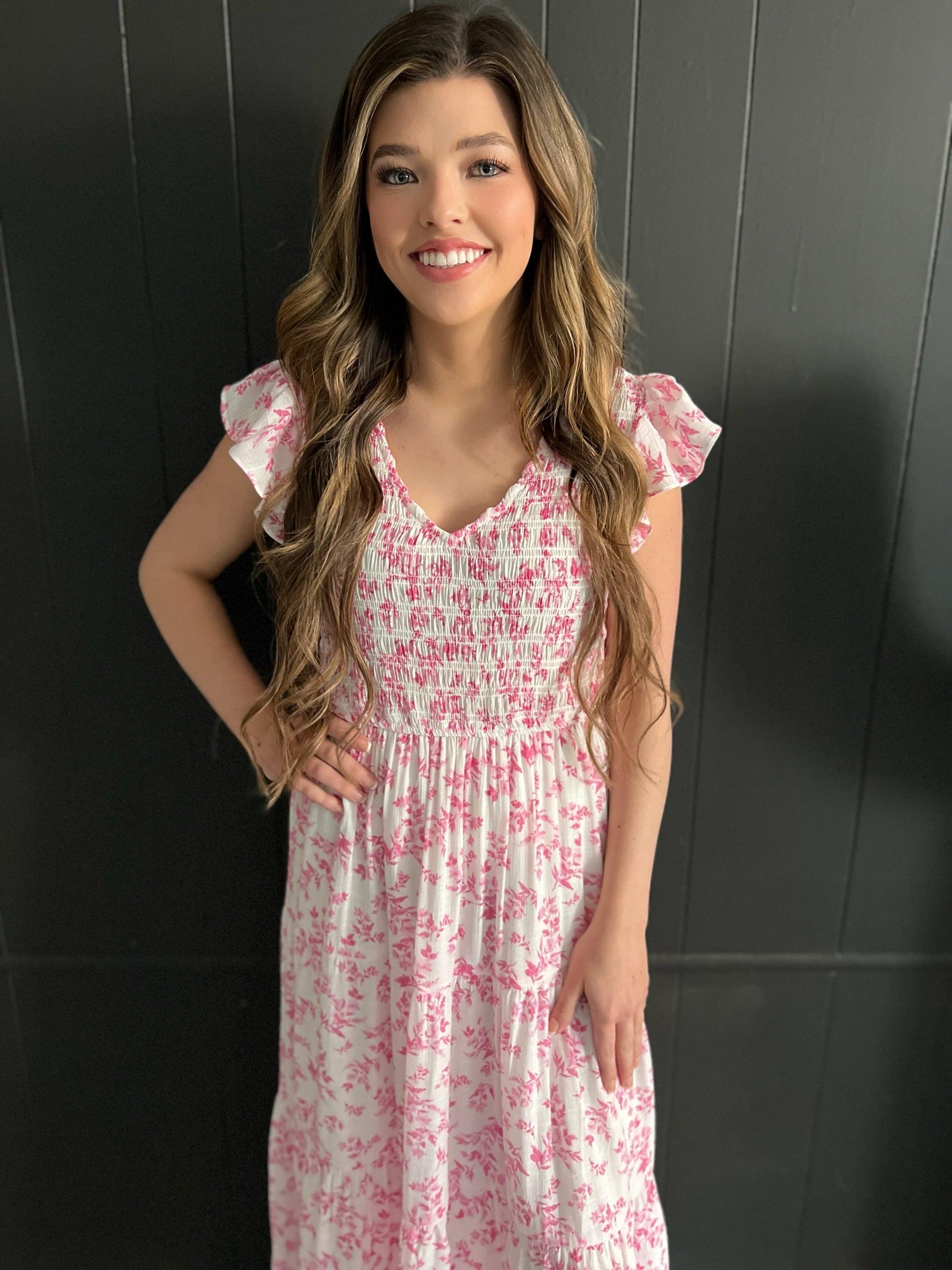 Pink Floral Maxi Dress Product Image