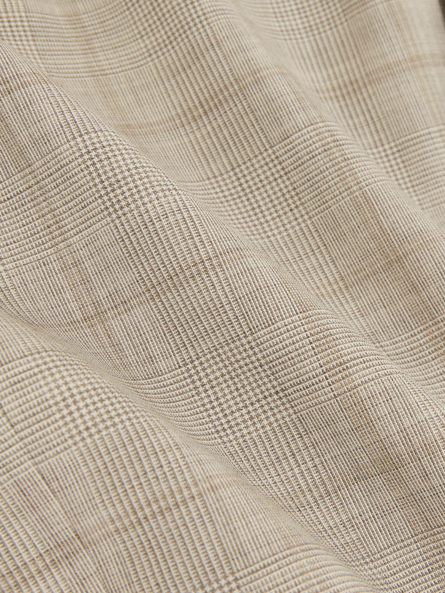 Slim-Fit Single-Breasted Wool Check Suit Blazer in Oatmeal Brown Product Image