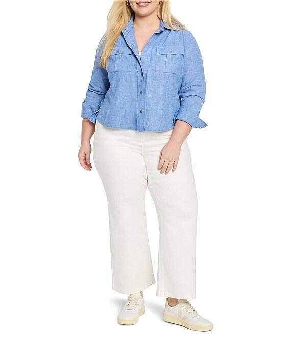 NIC + ZOE Plus Size All-Around Point Collar Long Sleeve Shirt Jacket Product Image