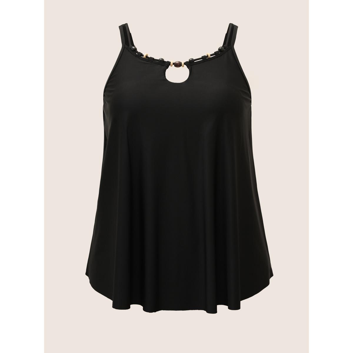 Plus Size Solid Keyhole Adjustable Straps Swim Top Women's Swimwear Moss Resort Cut-Out High stretch Bodycon Heart neckline Curve Swim Tops BloomChic 28/5X Product Image