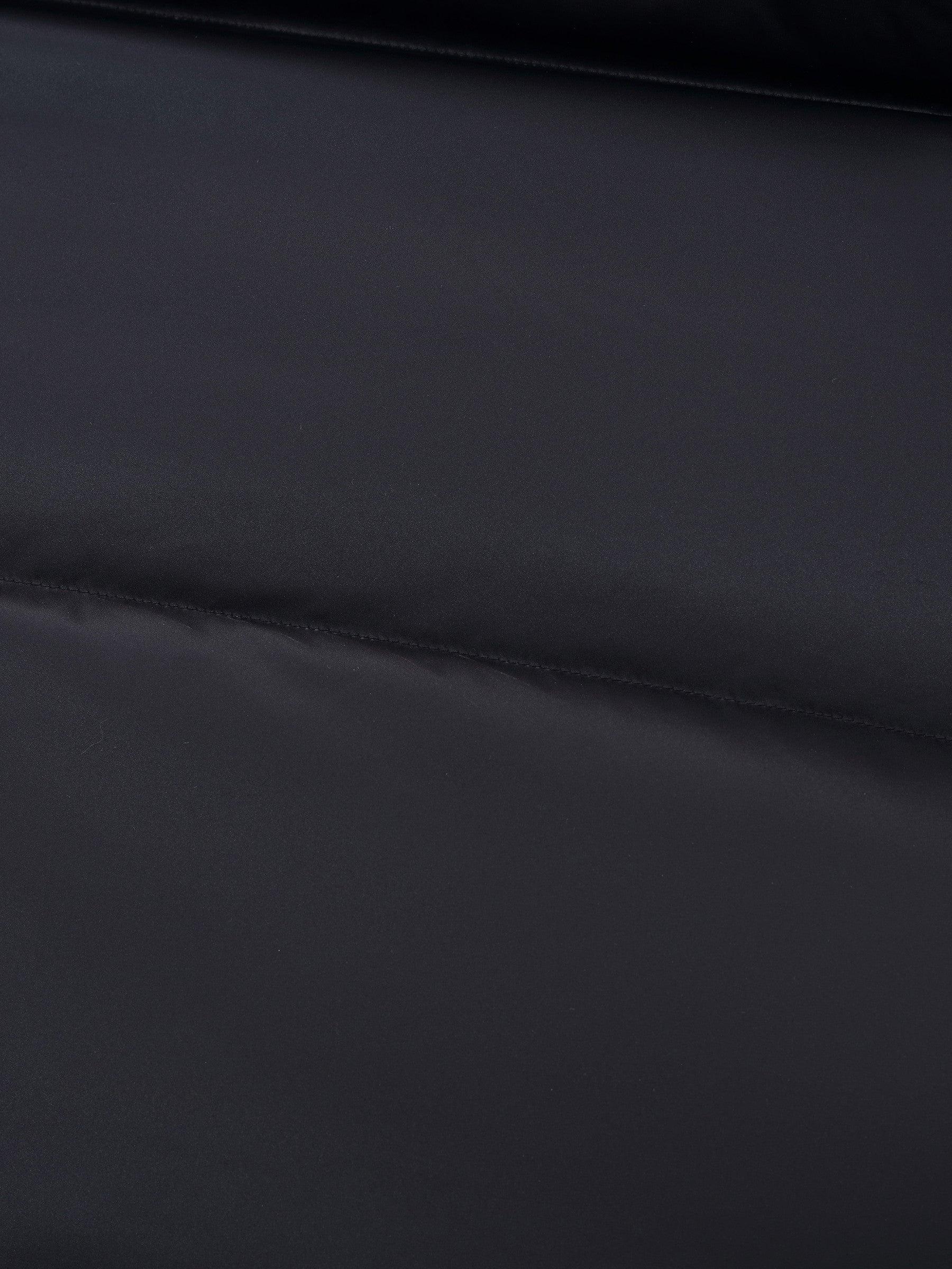 Patchwork Knit Collar Hooded Long Goose Down Coat Product Image