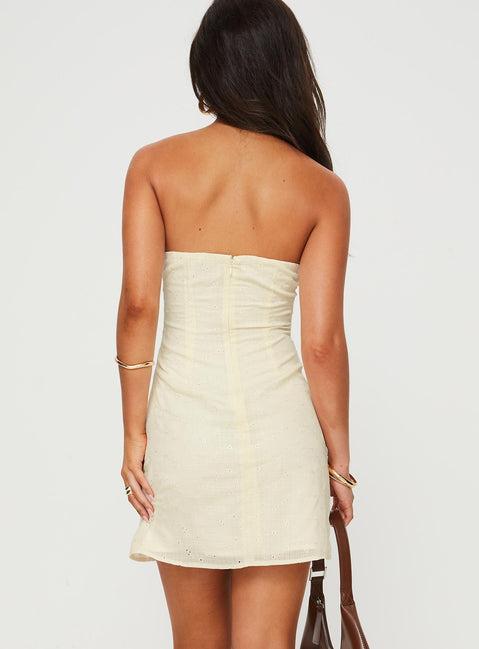 Malena Strapless Mini Dress Lemon Product Image