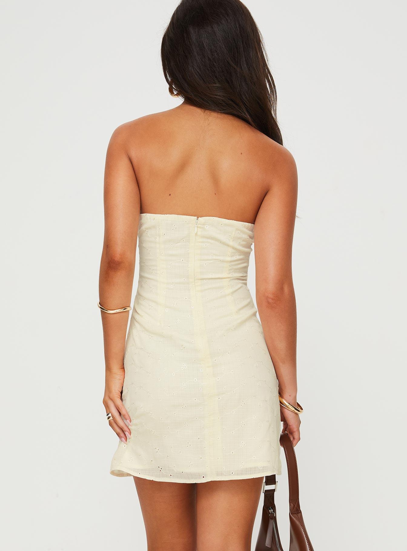 Malena Strapless Mini Dress Lemon Product Image