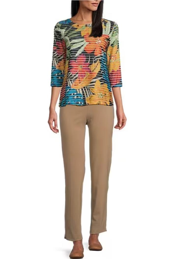Tropical Print 3/4 Sleeve Top Product Image
