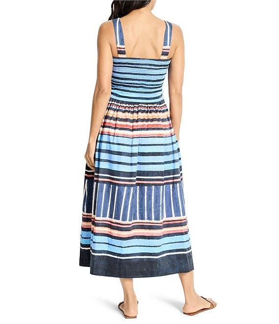 NIC + ZOE Sophie Painted Peninsula Scoop Neck Sleeveless Tie Waist Midi Dress Product Image