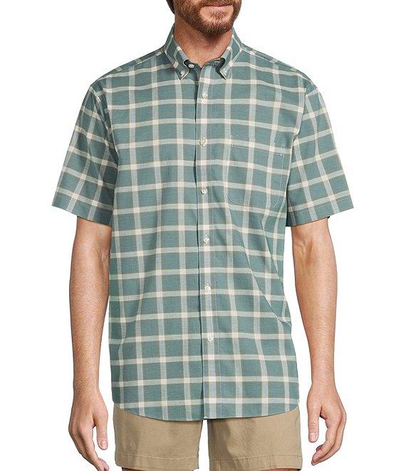 Gold Label Roundtree & Yorke Non-Iron Short Sleeve Large Windowpane Pattern Sport Shirt Product Image