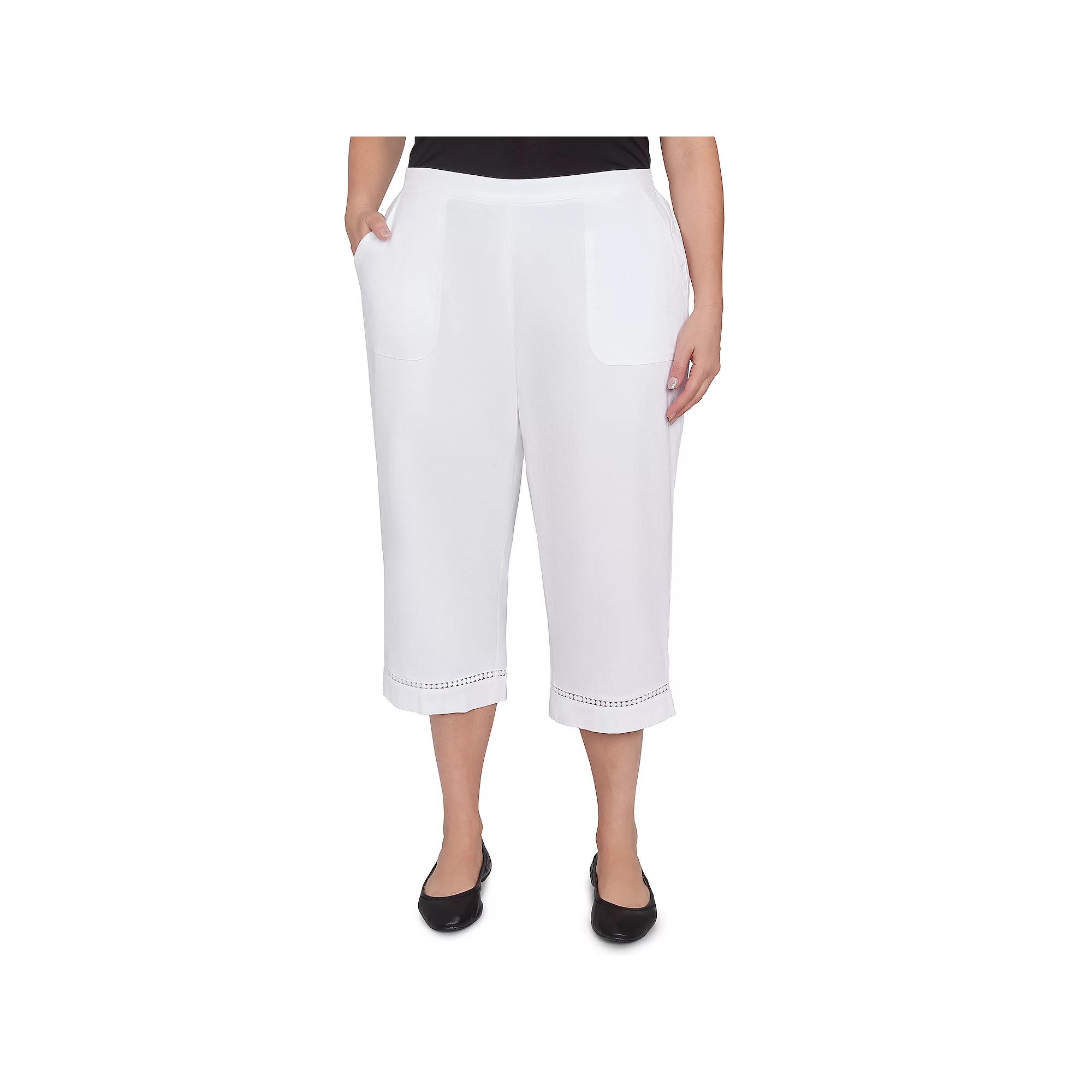 Plus Size Alfred Dunner Lace Dotted Trim Capri Pants, Women's, Size: 22 W, Green Product Image