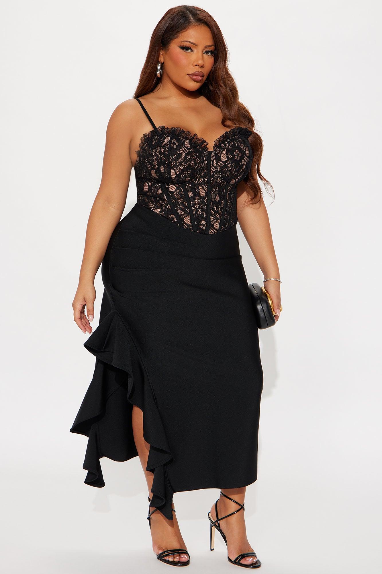 Marlena Corset Bandage Midi Dress - Black Female Product Image