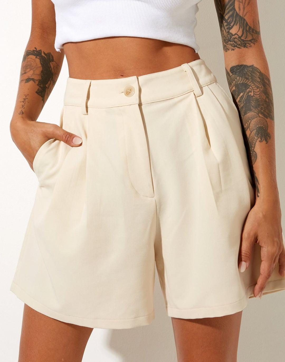 Hamo Tailored Shorts in Cream Product Image