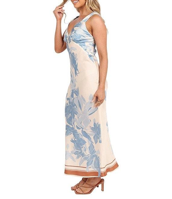 Petal & Pup Lizza Floral Print V-Neck Sleeveless Maxi Sheath Dress Product Image