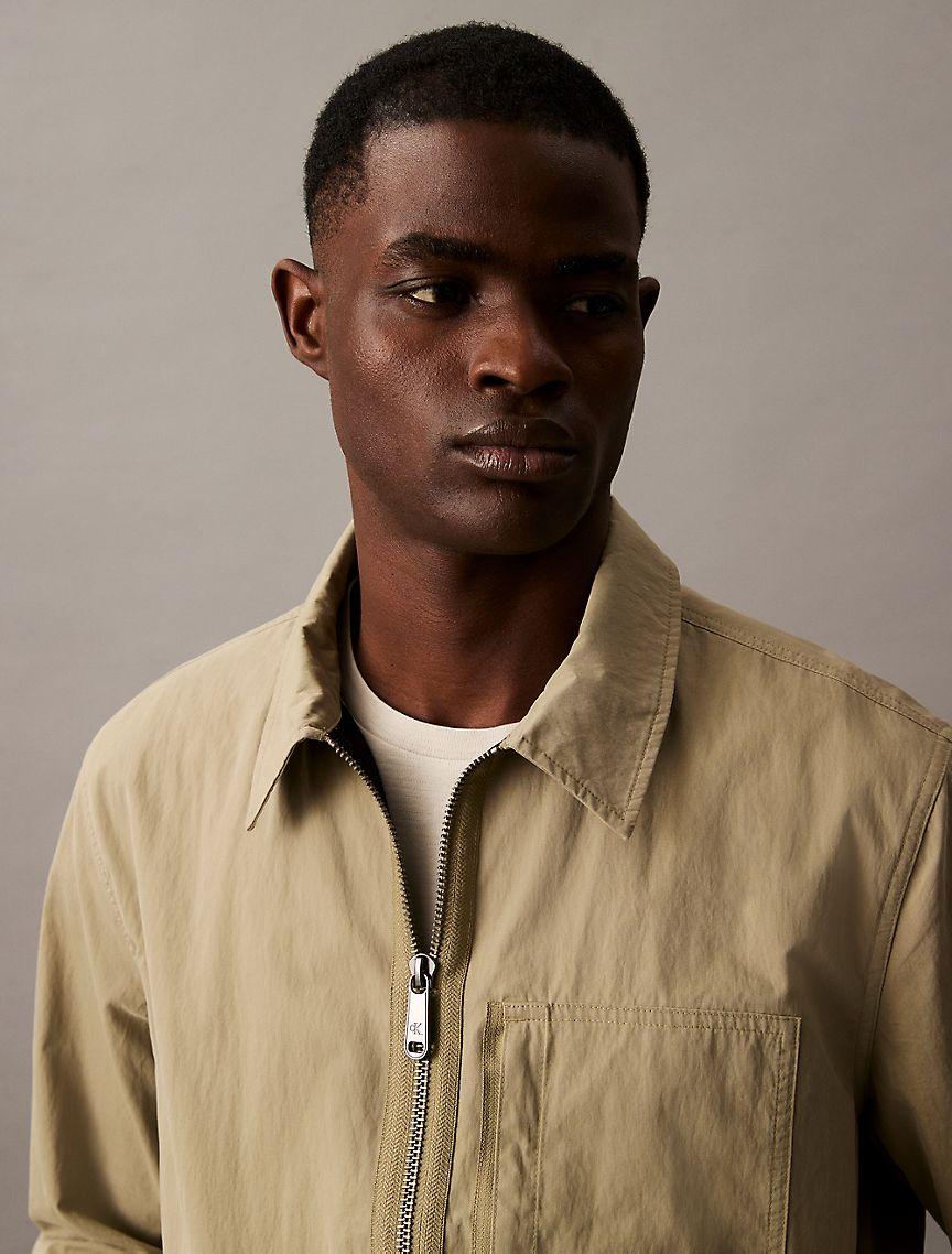 Cotton Blend Zip Classic Shirt Jacket Product Image