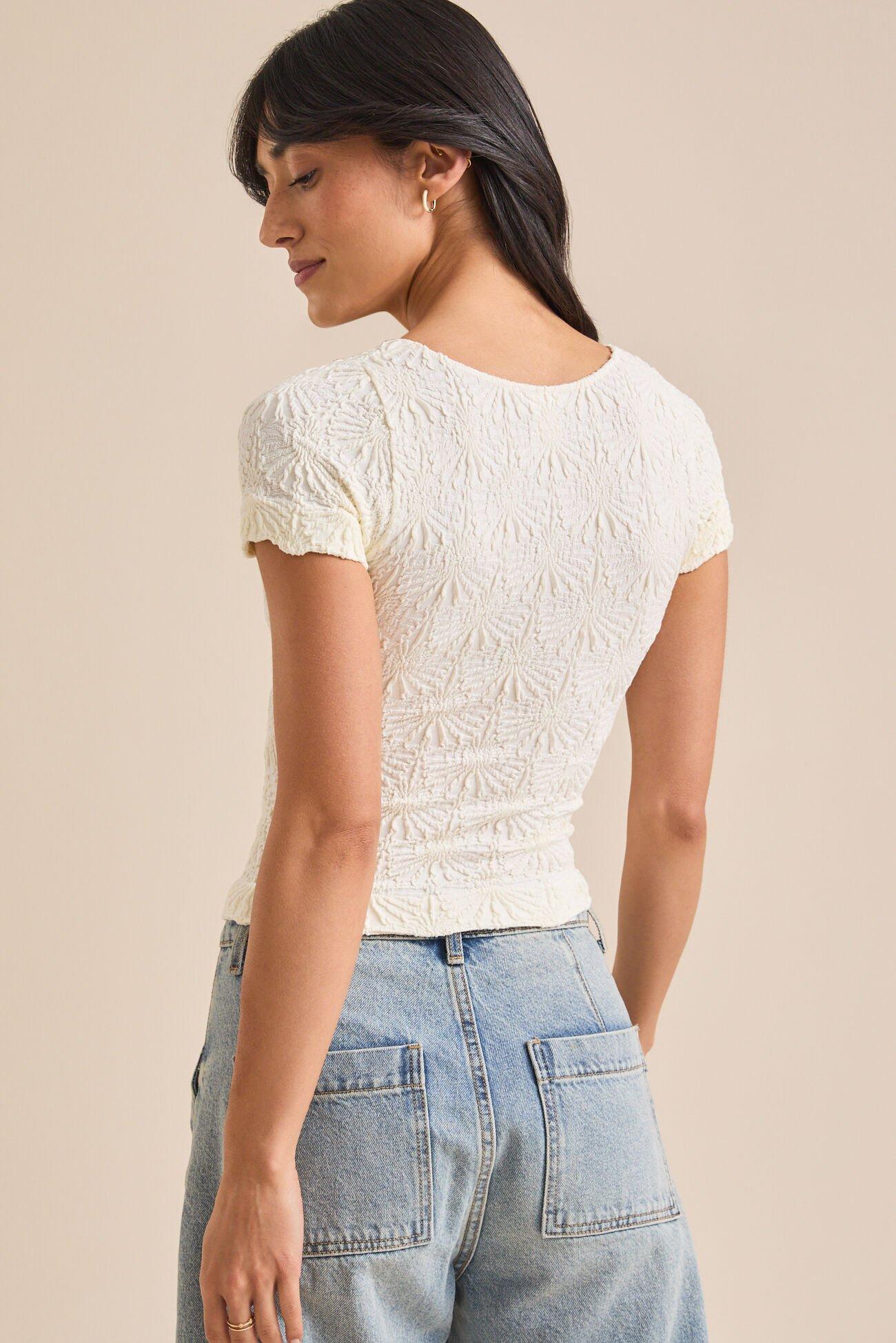 Blaire Short Sleeve Seamless Floral Tee Product Image