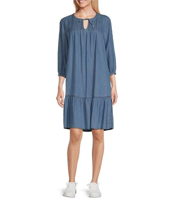 Westbound Bracelet Sleeve Tie Neck Dress Product Image