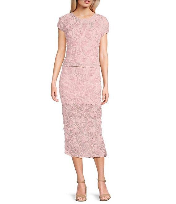 Evolutionary Rosette Printed Mesh Coordinating Midi Skirt Product Image